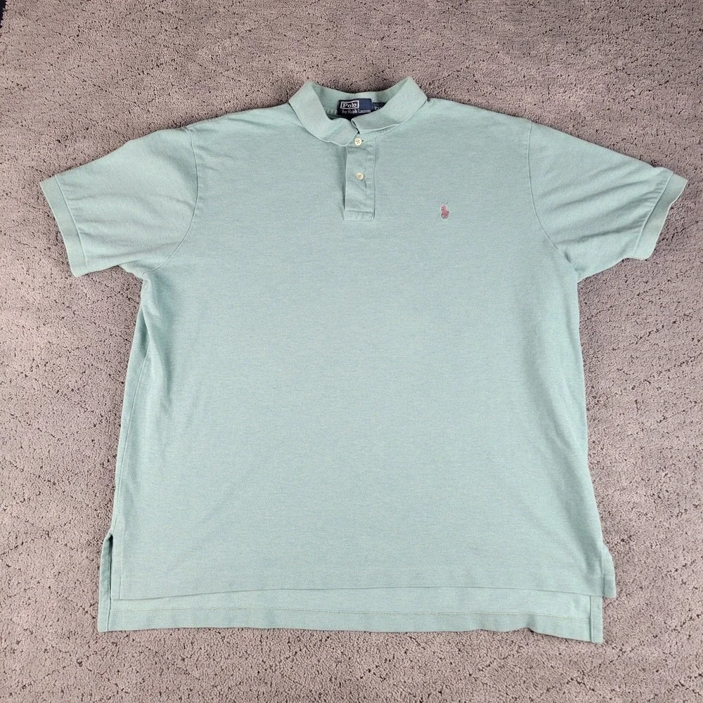 Polo Ralph Lauren Shirt Mens 2XL Green Short Sleeve Knit Polo Collared‎ Preppy